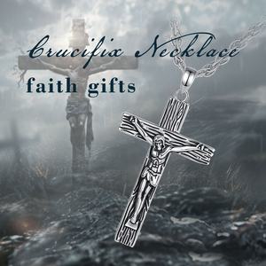 Collar con Colgante <span class=keywords><strong>de</strong></span> Cruz Crucifijo <span class=keywords><strong>de</strong></span> Cobre Plateado Estilo Vintage, Joyería Religiosa Devocional para Hombre, Venta al Por Mayor - Product Image 6