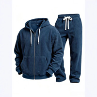 Ensemble décontracté homme automne : veste à capuche tissée unie à manches longues et pantalon de sport, style transfrontalier Europe-Amérique, populaire