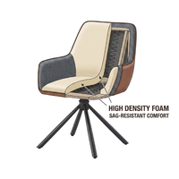 Fauteuil de salle à manger de luxe en tissu, design tendance européen, durable, rembourré et pivotant, pour salon et restaurant