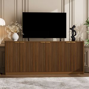 Aparador Estético de 4 Puertas con Diseño Acordonado, Mueble de Almacenamiento, Consola para Entrada, Mesa de Centro, Amplio Mueble para Sala de Estar - Product Image 2