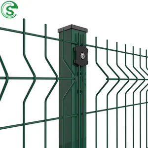 PVC coated wire Mesh river security Fence 3d fence panels V fold 3D curved farm fence