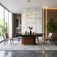 Meubles de salle à manger, table à manger extensible en bois de noyer luxueuse et élégante pour 8 à 10 personnes