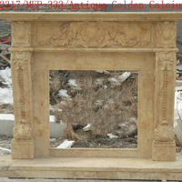 Poêle en pierre d'intérieur beige sculpté à la main à bas prix, style antique moderne, cheminée en marbre entourée de manteaux