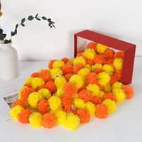 Fleurs de Marigold Artificielles en Gros, Guirlandes de Diwali, Longues Chaînes de Fleurs Artisanales, Rituel de Prière Indien, Mariage, Noël