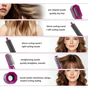แปรงลมร้อน 5 in 1 และไดร์เป่าผมความเร็วสูง พร้อมที่ม้วนผมอัตโนมัติ เครื่องจัดแต่งทรงผมด้วยลมร้อน ม้วนผมได้อย่างรวดเร็ว แห้งไว และจัดแต่งทรงผมได้อย่างเรียบเนียน - Product Image 5