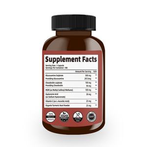 Capsules quotidiennes de glucosamine, chondroïtine et MSM, 180 capsules, soutient la santé des nerfs, des muscles et des os, complément alimentaire pour adultes - Product Image 6
