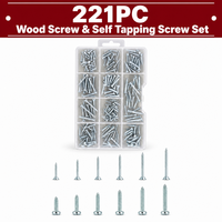 Assortiment de vis autoperceuses en bois de 221 pièces, galvanisées, durables, pour travaux de construction et de décoration