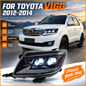 ชุดไฟหน้าอัพเกรดสำหรับ Toyota Hilux Vigo ปี 2012 2013 2014 พร้อมเลนส์โปรเจคเตอร์ <span class=keywords><strong>3</strong></span> ดวง และไฟเลี้ยวแบบไหล Sequential คู่ - Product Image 1