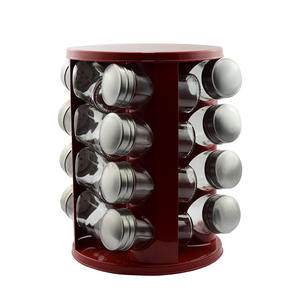 En gros E006 Ensemble de bocaux en verre rotatifs pour épices, supports de rangement multifonctionnels carrés pour condiments et assaisonnements - Product Image 2