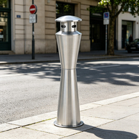Poubelle à cigarettes conique en acier inoxydable MAX, à poser au sol, avec revêtement intérieur galvanisé, pour usage commercial, public et extérieur
