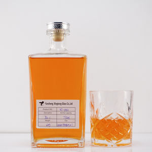 Buena calidad Precio <span class=keywords><strong>barato</strong></span> Rectángulo cuadrado Super Flint Vacío claro <span class=keywords><strong>Vodka</strong></span> Whisky Tequila Botellas de vidrio 500ml 750ml - Product Image 6