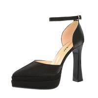 6867 Sandales à talon ultra-haut et plateforme, à découpe basse, avec bride de cheville, style mondaine européenne et américaine