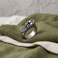Bague en acier inoxydable créative gothique punk pour hommes, hip-hop, plaquée argent avec forme de briquet pour mariages et fiançailles