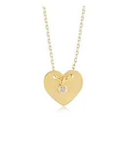 Fashion Jewelry 14k Solid Gold Diamond Heart Pendant Necklace for Women, A Perfect Surprise Gift for Her
