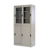 Meubles de bureau, rangement de documents en métal, armoire de classement, option supérieure, 2 portes coulissantes en verre, classeurs en acier
