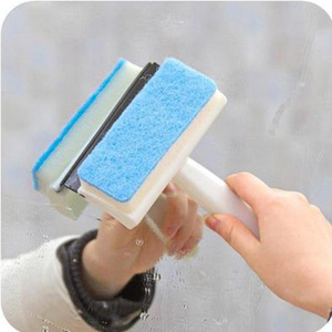 Double-Sided Glass Scraper Blue Sponge <b>Squeegee</b> Streak-Free <b>Window</b> Mirror <b>Cleaner</b> Bathroom Tile Cleaning Tool - Product Image 1
