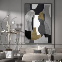Peinture à l'huile sur toile, art mural géométrique moderne abstrait 100% fait à la main, décoration de la maison