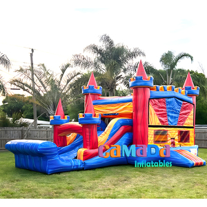 Château sautant intérieur extérieur gonflable pour enfants videur violet rose maison de rebond sec/toboggan combiné pour la fête des enfants - Product Image 4