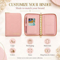 Hongbo meilleure vente A6 Saffiano cuir Zippy Budget classeur portefeuille organisateur 17 couleurs feuilles mobiles/cahiers à reliure spirale