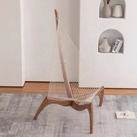 Fauteuil de relaxation sculptural en bois massif de style Mid-Century, avec corde tressée à la main, pour la décoration de la maison et de la villa