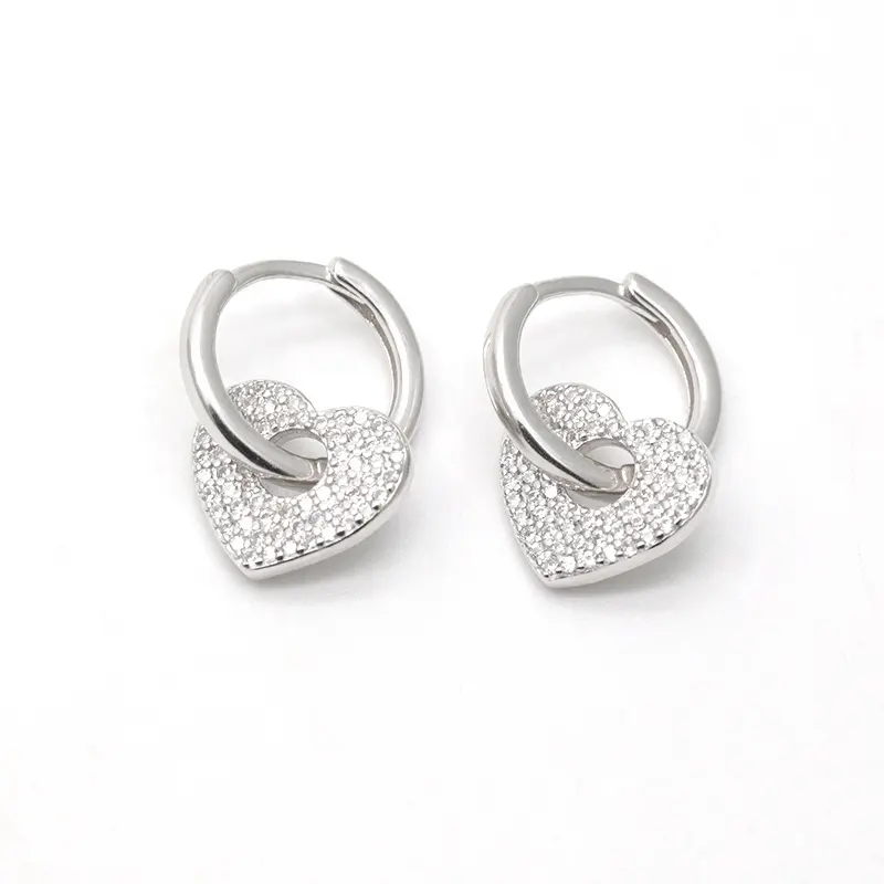 Orecchini di san valentino orecchini con cuore di zircone staccabili geometrici con ciondolo curioso orecchini da donna 925 in argento Sterling