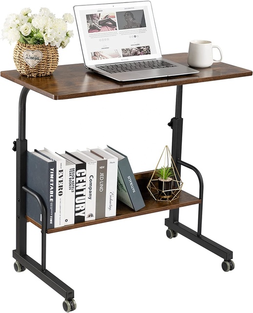 Mobile Laptop Desk Cart Tray Table Adjustable Sofa Side Bed Table Portable Desk with Wheels