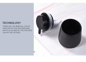 Distributeur de savon en mousse céramique noir mat deux pièces 300 ml pour hôtels, salle de bain avec gobelet de gargarisme et double flacon de lavage des mains - Product Image 4