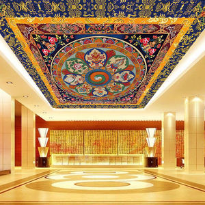 Modello di carta da parati a soffitto religioso tibetano stile etnico soggiorno Hotel Thangka tempio buddista sala sfondo murale - Product Image 1