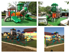 Mich Anti-UV Château Thème Bambin 2 Niveaux Aire De Jeux Extérieure avec Toboggans Différents Net Tunnel D'escalade, panier de Basket - Product Image 5