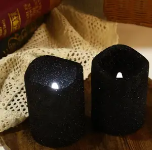 Halloween Glitter Wave Black Flameless Led Candle Lights Decorative Tea Light Candle For Home Party Decoration Light