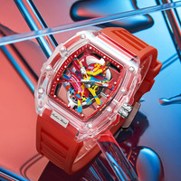 Reloj de Cuarzo de Silicona para Hombre, Diseño Transparente con Forma de Barril de Vino, Esfera con Indicadores, Resistente al Agua 30M, 47mm