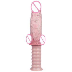 FAAK Dildo de silicona de doble capa realista con ventosa y mango de rosca, juguete sexual largo y grueso para mujeres y hombres, tapón anal OEM ODM - Product Image 5