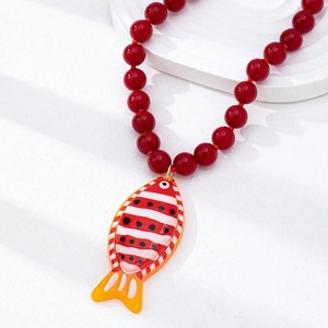 Collier ras du cou tendance plaqué or, bijoux fantaisie colorés sur le thème de l'océan, pour femme, idéal pour l'été et la plage - Product Image 4