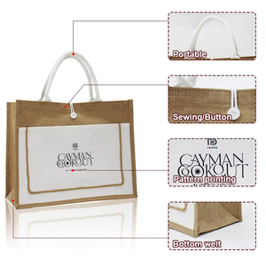 Borse per Shopping con Logo stampato su misura borse per la spesa con cerniera da donna regalo di iuta originale in juta - Product Image 2
