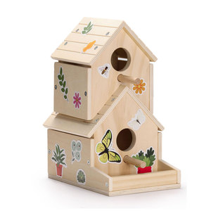 Kit <span class=keywords><strong>Wood</strong></span> Bird House inacabado para crianças para construir e pintar madeira Bird House Outdoor - Product Image 2