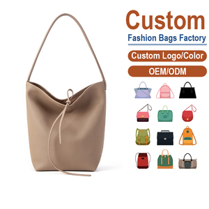 Sac seau souple à grain litchi avec large bandoulière, style décontracté, grande capacité pour femme, sac bandoulière, logo personnalisé disponible - Product Image 1