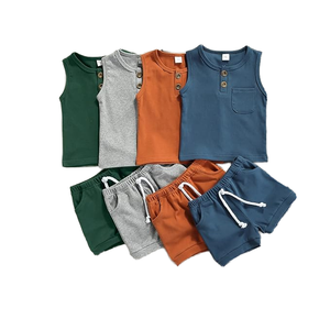 Ensemble de vêtements d'été en coton pour nouveau-né OEM ODM, <span class=keywords><strong>gilet</strong></span> et short personnalisés avec logo pour bébé fille, 2 pièces, ensembles de vêtements pour tout-petit garçon - Product Image 6