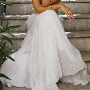 กระโปรงแม็กซี่ทรงเอไลน์สีพื้นเรียบหรูสำหรับผู้หญิง เอวธรรมชาติ รูดเชือกผูกเอว สวมใส่สบาย ทรงเข้ารูป เป็นมิตรกับสิ่งแวดล้อม เหมาะสำหรับฤดูร้อน - Product Image 2