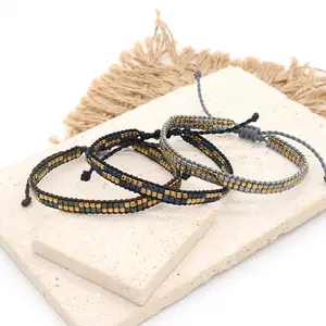 Brazil popular adjusbable bracelet 2 rows color plated matte and shiny finished hematite beads new fashion men bracelet