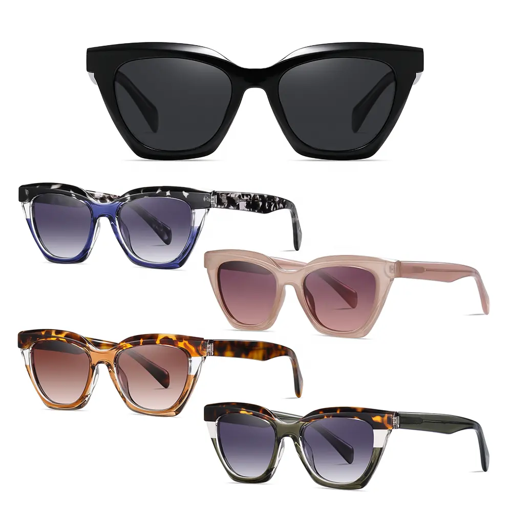 Custom Logo Sunglasses Outdoor Bulksale Europe America Acetate Sunglasses with Spring Hinges Personal Shades Sunglasses
