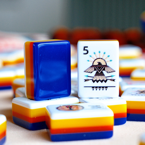 Jeu de Mahjong Américain Portable 160 Tuiles Totem Tribales avec Tapis, Supports en Acrylique et Boîte de Rangement pour Jeu en Famille - Product Image 1