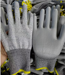 Guantes DE TRABAJO DE SEGURIDAD RECUBIERTOS DE <span class=keywords><strong>PU</strong></span> resistentes a cortes grises personalizables - Product Image 1