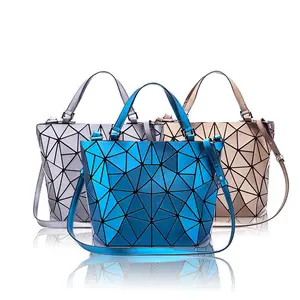 Lüks tasarımcı geometrik kafes ışık kadın çanta çanta holografik yansıtıcı çantalar kadınlar için