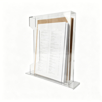 Porte-documents A4 en acrylique transparent robuste avec découpe pour un accès facile aux documents et aux menus