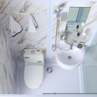 Pomme de douche en verre trempé, cabine de douche simple avec lavabo de toilette