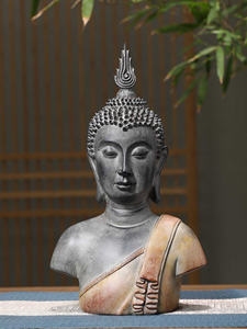 Statue de Bouddha de jardin extérieur sereine, bénédiction pour le bureau, le salon, <span class=keywords><strong>figurine</strong></span> de Bouddha pour la bonne fortune, résine peinte à la main - Product Image 2