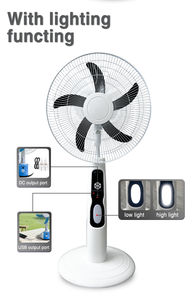 Ventilateur solaire rechargeable sur pied 16/18 pouces AC 12V à 5 pales avec batterie intégrée pour la maison TA14 16 pouces solaire AC 12V W - Product Image 3