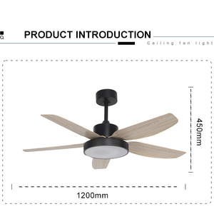 Dekorativer >48 Zoll Wohnzimmer Moderner Deckenventilator 5 ABS-Flügel 2,4G Fernbedienung <span class=keywords><strong>LED</strong></span>-Licht 3000-6000K Farbtemperatur Eisen - Product Image 4