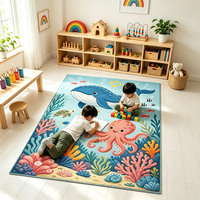 15mm Bedruckter Kinderzimmerteppich Weicher Schlafzimmerteppich Kaschmir Flauschig Rutschfest Kunstfell Klassenzimmer Kinderzimmer Kinderteppich