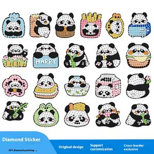 Moderne nouveau dessin animé <span class=keywords><strong>Panda</strong></span> DIY imprimé diamant autocollant fait à la main noir blanc sticker mural en boîte maison décoration murale diamant peinture - Product Image 5